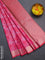 Bangalori semi silk saree pink with floral design ikat weaves and zari woven border
