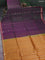 Kora silk cotton saree dual shade of greenish purple and dark mustard with silver & gold zari woven buttas and zari woven border