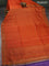 Banarasi tussar silk saree orange and violet with thread & zari woven buttas and temple design woven border