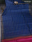 Banarasi tussar silk saree peacock blue and magenta pink with thread & zari woven buttas and temple design woven border