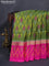 Ikat soft silk saree sap green and pink with allover ikat weaves and long zari woven ikat style border