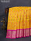 Ikat soft silk saree yellow and pink with allover ikat weaves and zari woven border