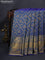 Kanchipuram silk saree dual shade of blue with allover zari woven brocade weaves and long rich zari woven border