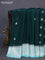 Banarasi chiffon silk saree bottle green and teal blue with silver zari woven buttas and silver zari woven border