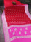 Banarasi chiffon silk saree red and light pink with silver zari woven buttas and silver zari woven border