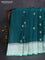 Banarasi chiffon silk saree peacock green and teal green shade with silver zari woven buttas and floral silver zari woven border
