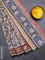 Jaipur cotton saree beige blue and maroon with allover kalamkari prints and printed border