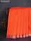 10 yards silk cotton saree orange and purple with plain body and zari woven border