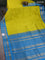 10 yards silk cotton saree lime yellow and cs blue with plain body and zari woven border