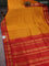 10 yards silk cotton saree mustard shade and red with plain body and zari woven border