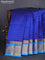 10 yards silk cotton saree blue and cs blue with allover checked pattern and zari woven border