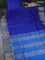 10 yards silk cotton saree blue and cs blue with allover checked pattern and zari woven border
