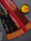Ikat cotton saree black with allover ikat weaves and ganga jamuna border