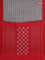 Ikat cotton saree grey and red with allover ikat weaves and simple border
