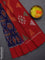 Ikat cotton saree dak blue and red with allover ikat butta weaves and long ikat style border