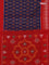 Ikat cotton saree dak blue and red with allover ikat butta weaves and long ikat style border