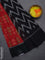 Ikat cotton saree red and black with allover ikat butta weaves and simple border