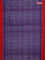 Ikat cotton saree blue and red with allover ikat weaves and simple border