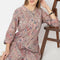 A-Line Printed Band Collar Kurta With Pant Set