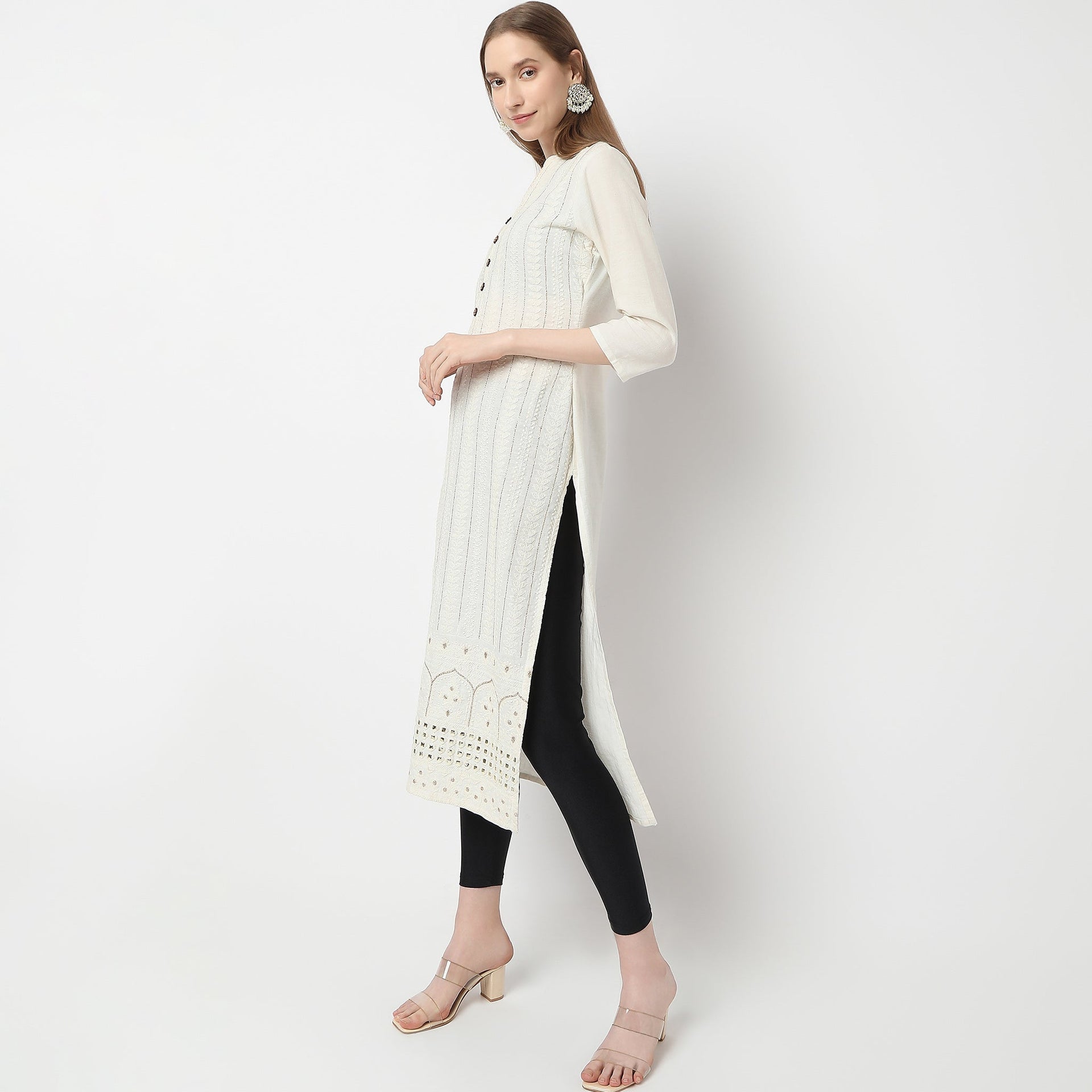 Ankle Length Metallic Leggings