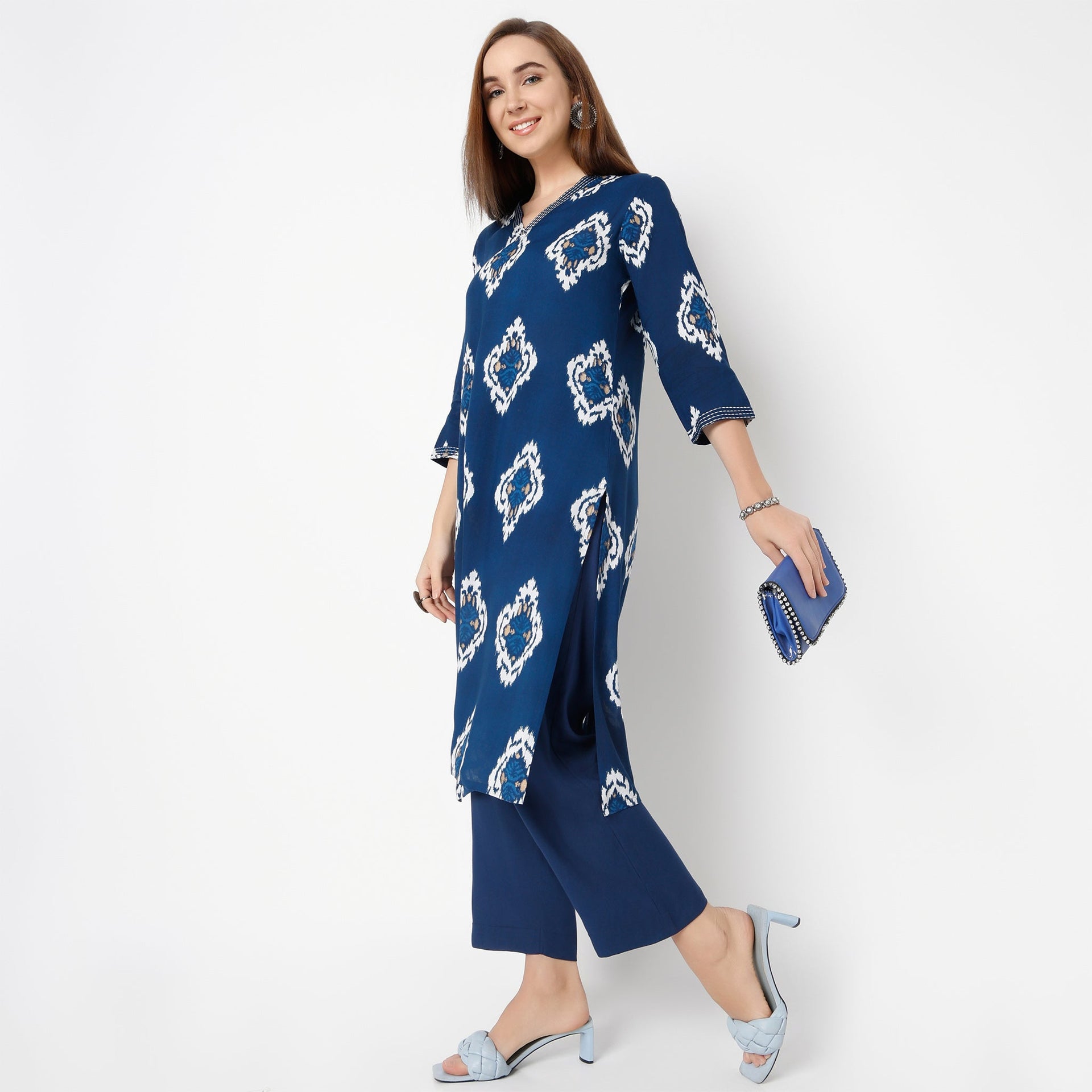 Ankle Length Straight Fit Solid Pants