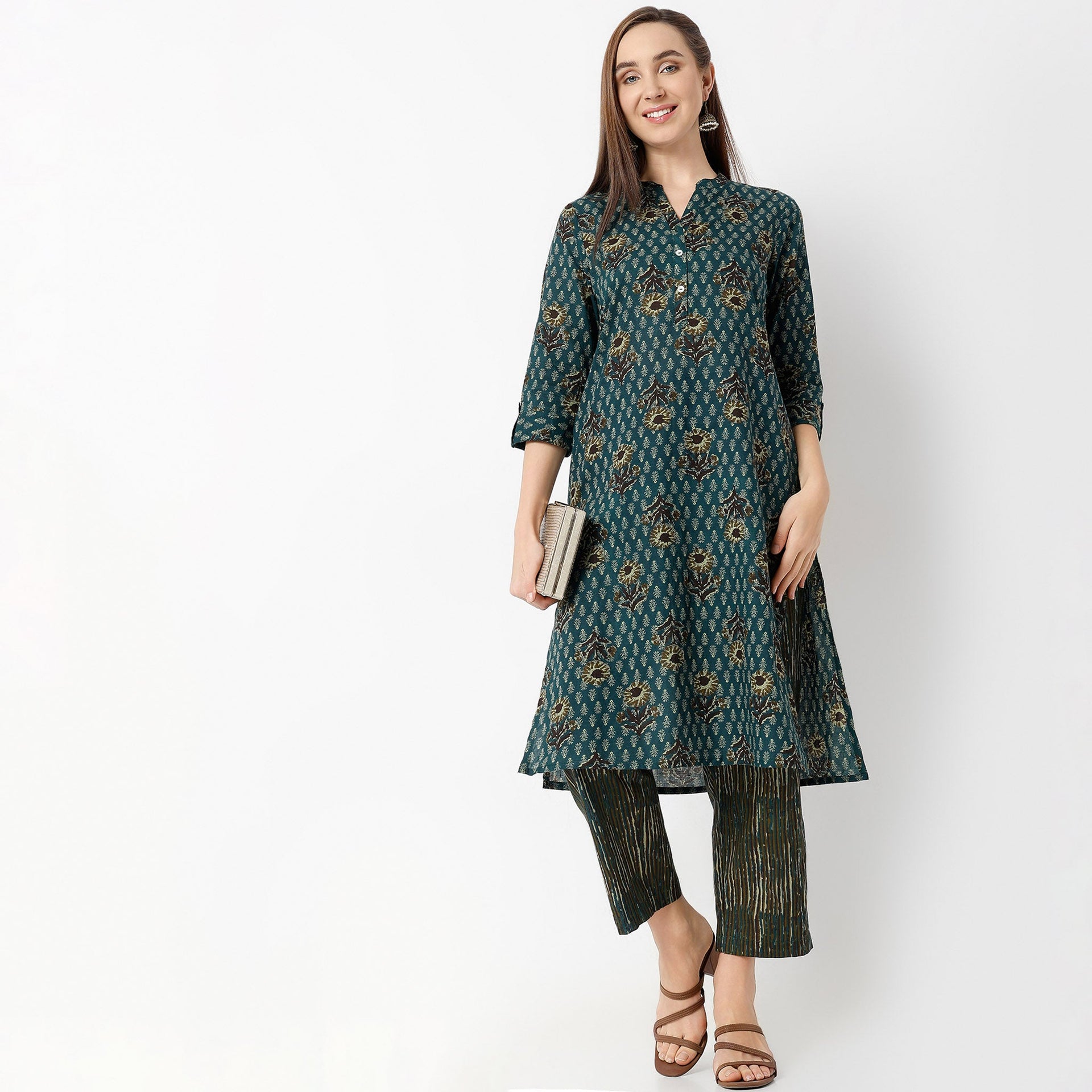 Ankle Length Straight Fit Printed Pants