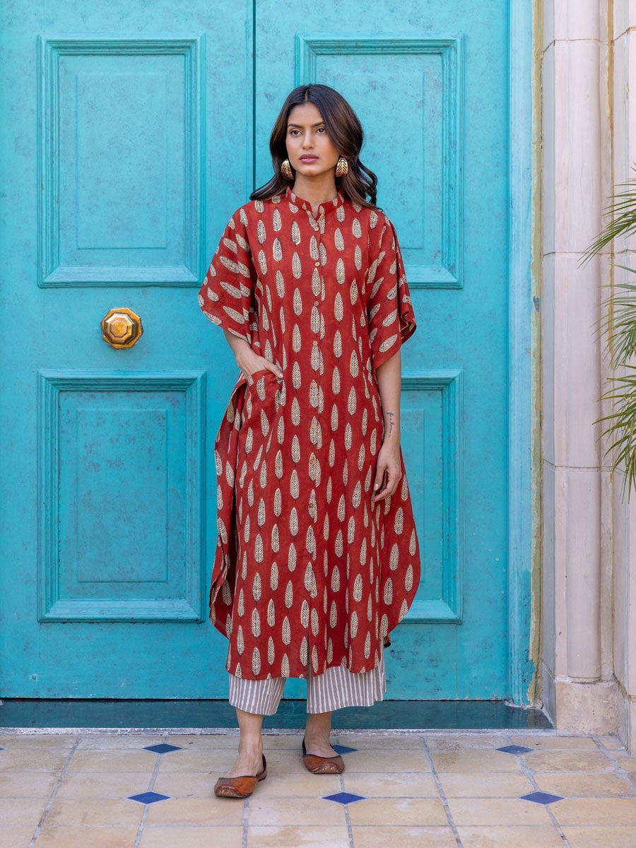 Set of 2 - Ananta Cotton Kaftan Shirt Dress and Palazzo