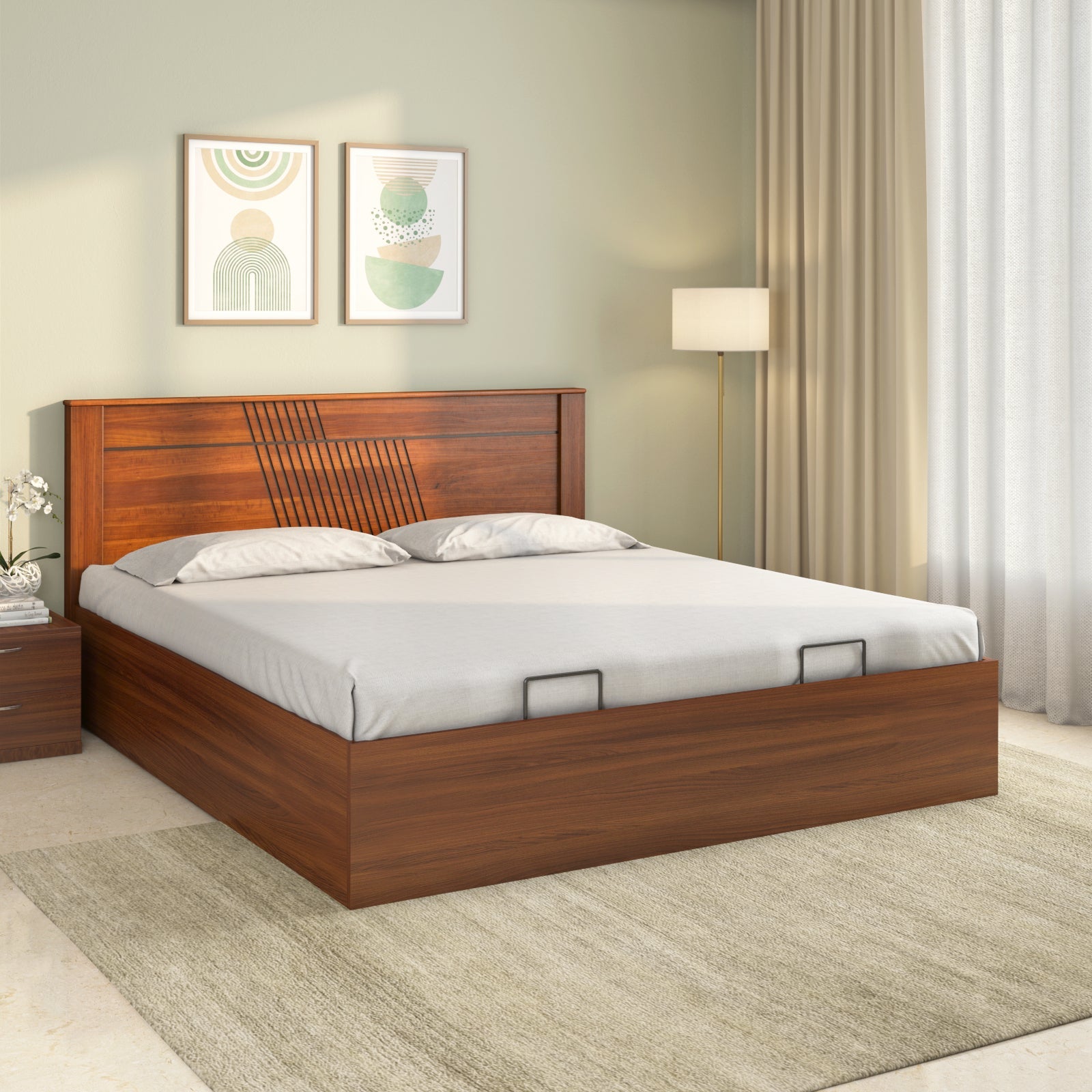 Electra Prime Bed with Semi Hydraulic Storage (Walnut)