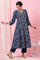 Indigo Handblock Print Flared Cotton Kurta