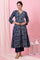 Indigo Handblock Print Flared Cotton Kurta