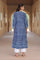 Blue Block Print Mirror Work Flared Cotton Kurta