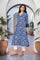 Blue Block Print Mirror Work Straight Cotton Kurta