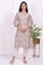 Beige Floral Printed Thread Embroidered Cotton Silk Straight Kurta