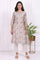 Beige Floral Printed Thread Embroidered Cotton Silk Straight Kurta