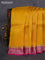 Banarasi organza silk saree mustard yellow and pink with woven buttas and woven border