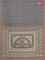 Chappa saree grey and peach shade with allover zari checked pattern and madhubani printed pallu