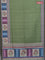 Chappa saree light green and sap green with allover zari checked pattern and printed pallu