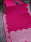 Banarasi crush crepe saree pink with plain body and silver zari woven floral border
