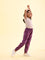 Girls Solid Purple Mid Rise Cotton Joggers