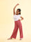 Girls Solid Rusty Pink Mid Rise Rib Palazzos