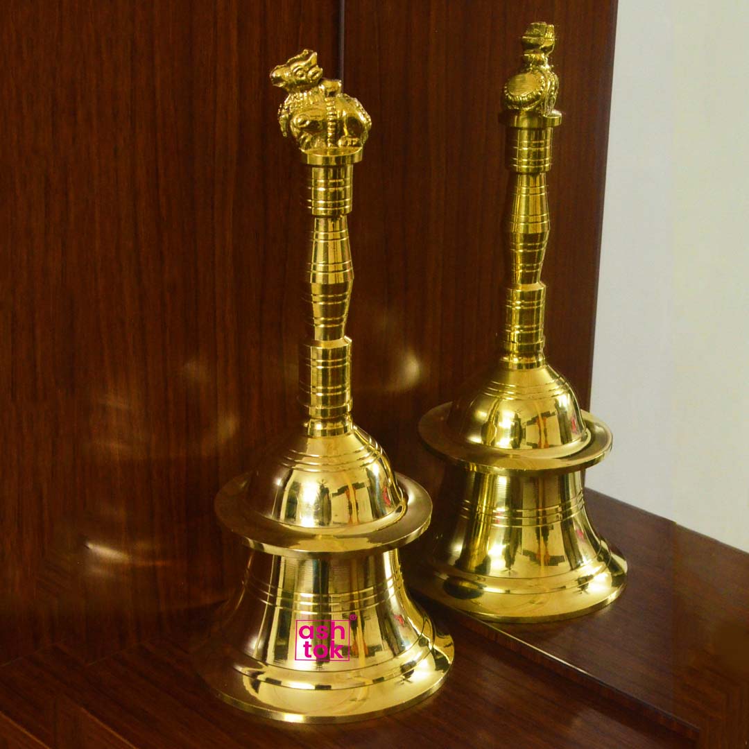 Brass Pooja bell, Brass pooja hand bell, Pooja Bell Online, Brass Hand Bell (Height 3 Inches)