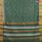 Bhagalpuri saree dark green with allover prints and zari woven border