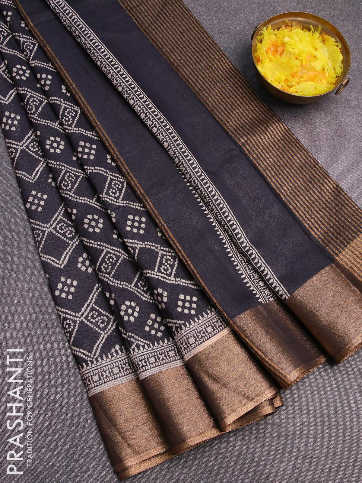 Bhagalpuri saree black with allover bandhani prints and zari woven border