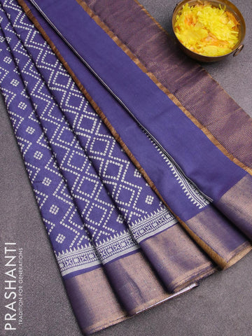 Bhagalpuri saree blue with allover bandhani prints and zari woven border