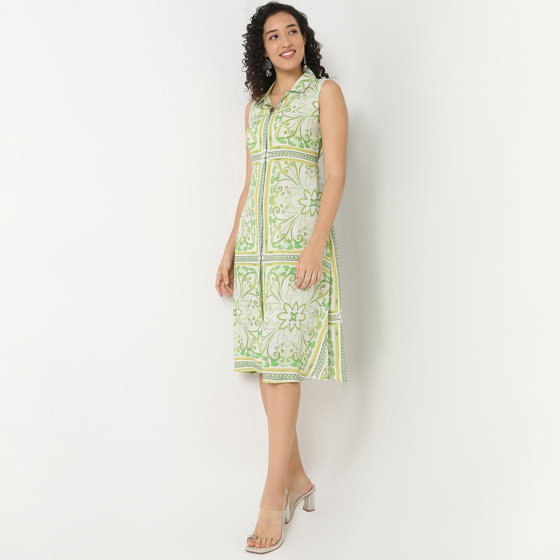 Belted Sleeveless Shirt Dress