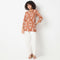 Band Neck Three-Fourth Sleeve Straight Fit Printed Short Kurti