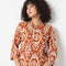 Band Neck Three-Fourth Sleeve Straight Fit Printed Short Kurti