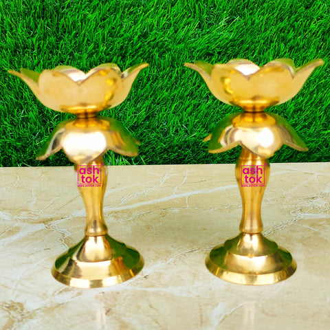 Brass Kamal stand diya, Brass Diya, Brass Oil lamp, Gift Item (Pack of 2 Pcs)