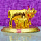 Kamdhenu Cow for puja Room, Cow Calf Idol (Dia 3 Inches)