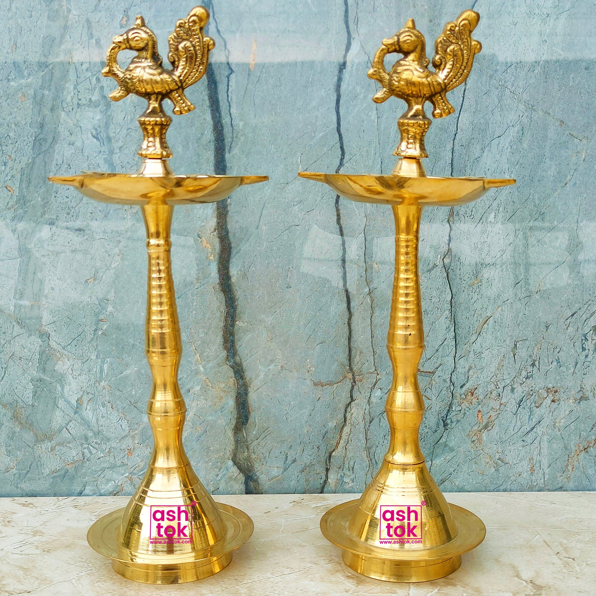 Brass Peacock Diya, Deepam with traditional antique design, Diya for home decoration (Pack of 2 Pcs)